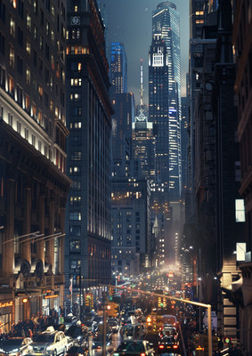 Photos Of New York Downtown Manhattan Street Buildings View Wall Art Print