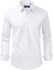 Camisa de vestir de corte regular, el stica, con protecci n contra manchas, mang