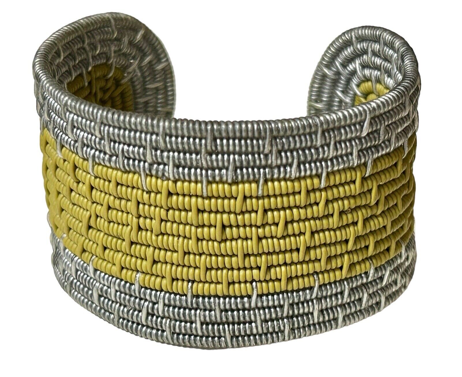 Vintage BOHO Cuff Bracelet Woven Modernist Abstra… - image 2