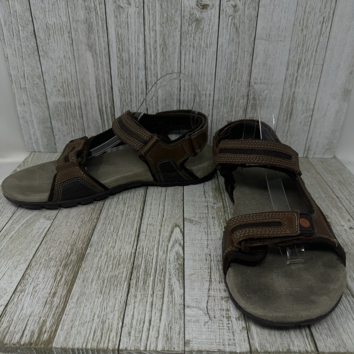 Merrell Leather Sandals Men Size 10 Dark Earth Brown Open  display picture 2