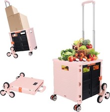 Folding Utility Cart Portable Rolling Crate Handcart W/ Stair Climbing New US