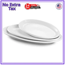 Large Serving Platter, 16/14/12 Platters Oven Safe, White Serving Oval
