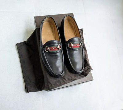 Gucci Horsebit Loafers Men US 8 Black Leather Dress Shoes Snaffle