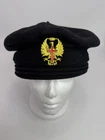 Vintage WW2 Era Spanish Military Beret Hat Black Wool Eagle Cross Badge Sz 60