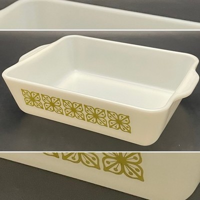 Pyrex Autumn Floral (Verde) 503 Refrigerator Storage Dish 1966 Made in USA