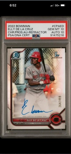 2022 Bowman Chrome Bowman 1st Auto Refractor #/499 Elly De La Cruz PSA 10/10
