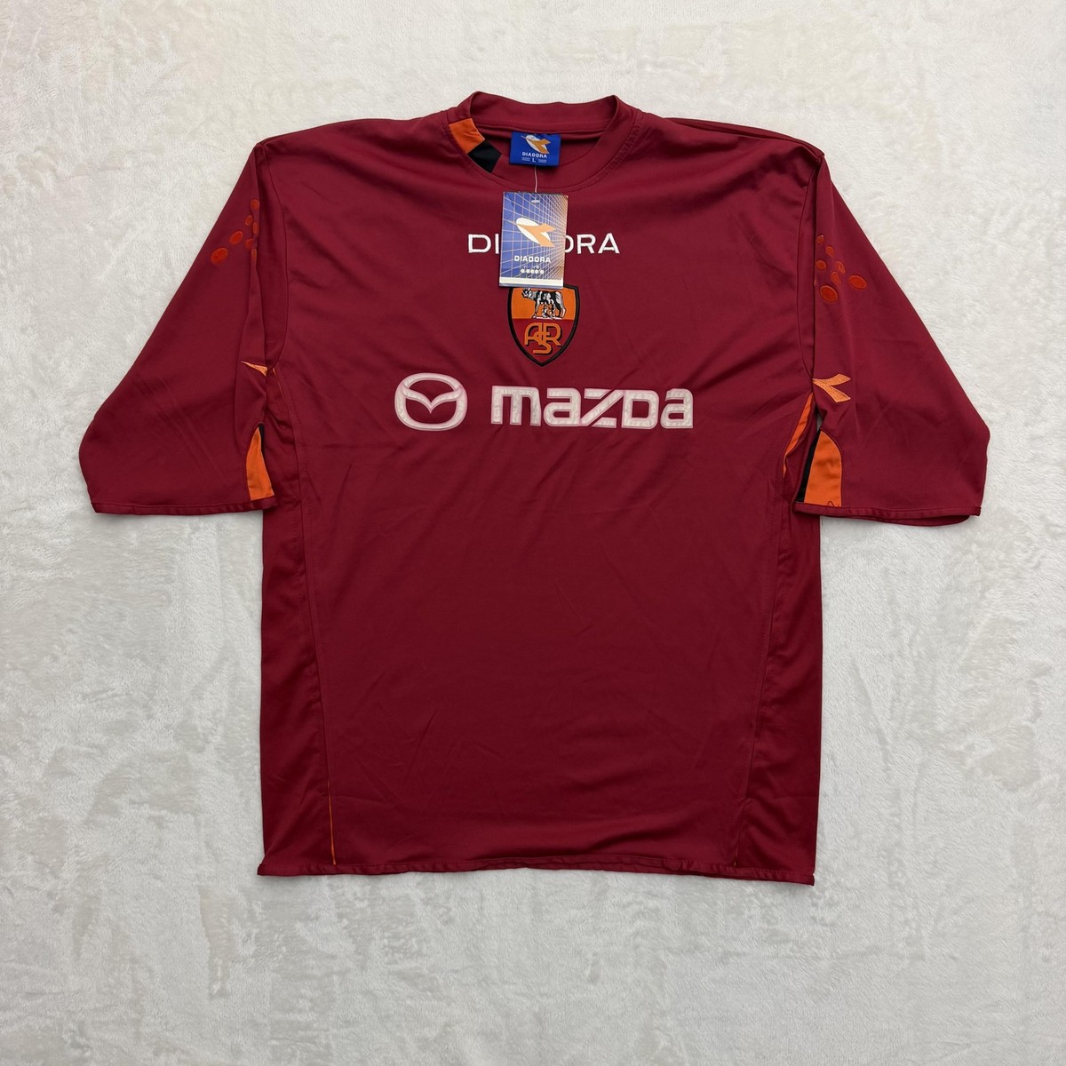 Diadora AS Roma Jersey Mens Large Red Soccer Football Mazda Home