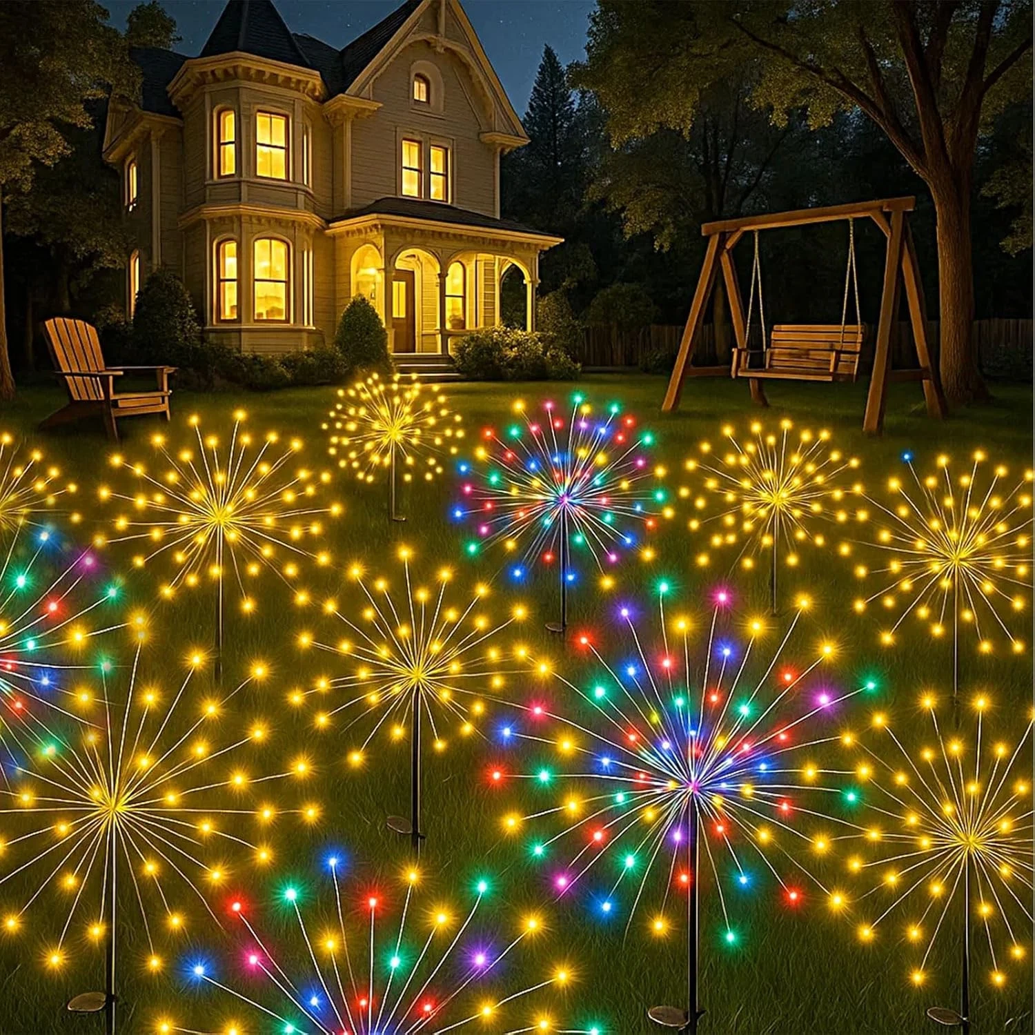 4 Pack Solar Firework Garden Lights 200 LED Outdoor Waterproof Yard Decor