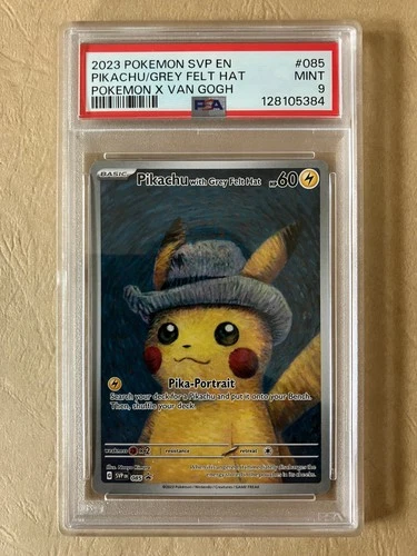 PSA 9 MINT 2023 Pokemon x Van Gogh Pikachu with Grey Felt Hat #085 Promo