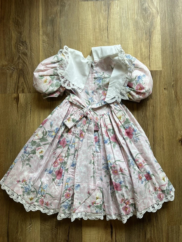 Vestido Daisy Kingdom Vintage Rosa Floral Talla 4 Enagua Manga Abullonada Lazo Foto 3 de 4