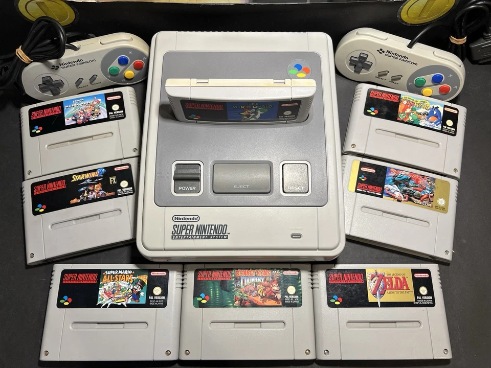 SUPER NINTENDO SNES || SET CONTROLLER SPIELE MARIO ZELDA SPIELEKONSOLE RETRO - Bild 3 von 4