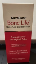 NutraBlast BORIC LIFE 30 Vaginal Suppositories 600mg Feminine Odor Control 04/27