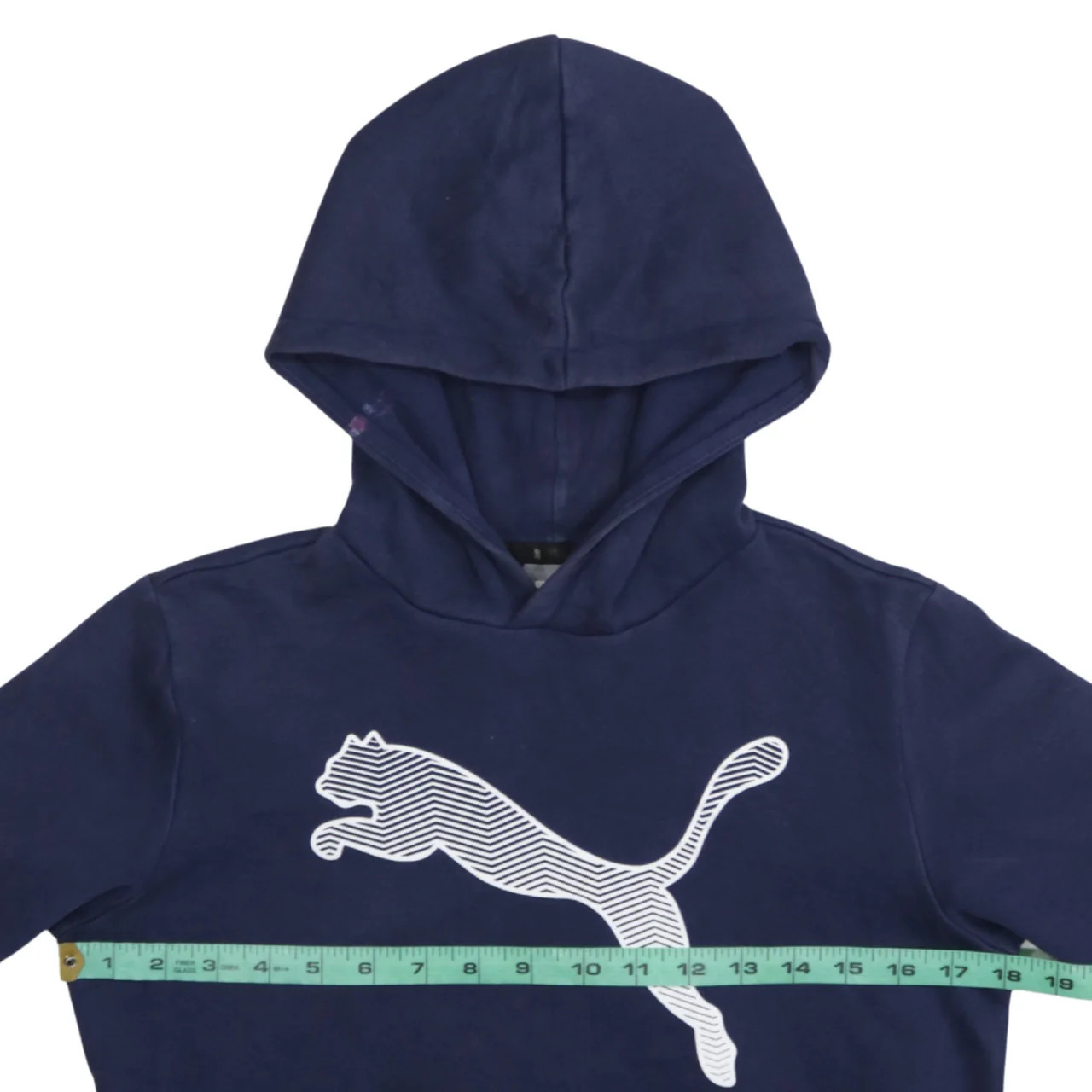 Puma 90's Spellout Pullover Hoodie Large Navy Blue image 5