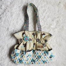 Vintage Y2k Quilted Floral Blue  Yellow Diaper Bag 2 Front Pockets NWOT NOS NDS
