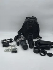 Canon EOS Digital Rebel DS6041 300D DSLR + 3 Quantaray Lenses Charger Case +++