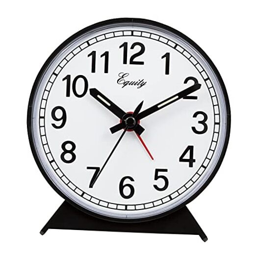 Equity 14075 Black Analog Wind-Up Alarm Clock Small
