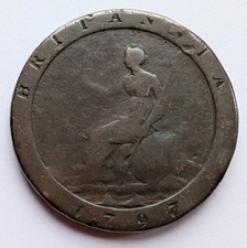 1797 Cartwheel One Penny Pence 1d George III Copper Coin A2X