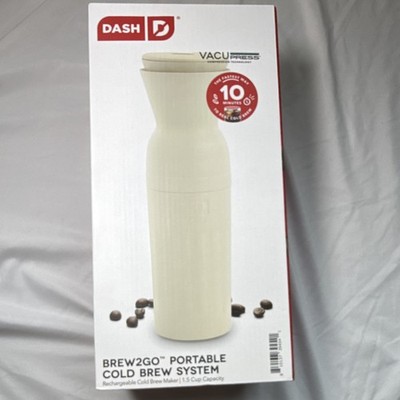 DASH Brew2Go Portable Rechargeable Cold Brew System, Beige Matte Plastic