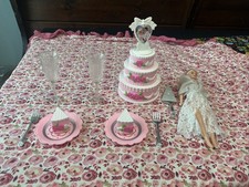 Vintage Barbie Pretty Treasures Wedding Cake Set 1995 Mattel With Barbie