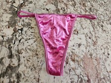 True Vintage Victoria's Secret Velvet Fushia Glitter Waistband Thong Panty Large