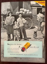 1948 KODAK Film Vintage Print Ad Pumpkin Cart Halloween Autumn Camera