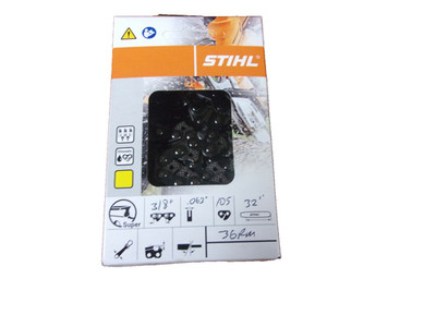 Stihl 32'' Semi Chisel Chain OEM 3/8'' .063'' 105 DL 36RM-105 #GM-9S1