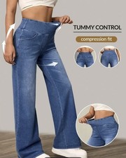 Waisted Stretchy Wide Leg Pants