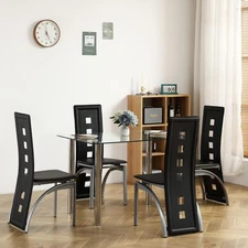 LEADZM 5 Piece 4 Chair And Dining Set Table DIning Furniture