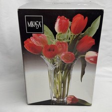 Vintage Mikasa Garden Terrace Clear Scalloped Vase 8.25" Japan Etched Glass