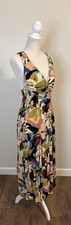 Loft Beach Tropical Deep V-Neck Halter Midi Dress Sz S