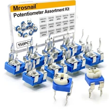 15 Values 100-2M Ohm Potentiometer, 6mm Adjustable Variable Resistor Assortment