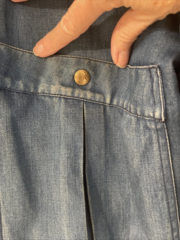 Винтажный 1980-х моды Claude Montana джинсовой ткани стеганая куртка вельветовый воротник размер 6 - Изображение 4 из 4