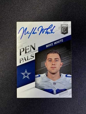 2018 Donruss Elite Pen Pals Blue Ink Mike White RC Rookie On Card Auto Bills