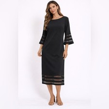 Calvin Klein Black Long Sleeve Dress with Sheer Details