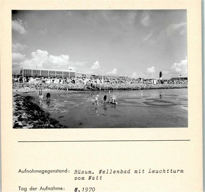 10127251 - 2242 Buesum Wave Pool with Lighthouse by Watt Photo Mounted on