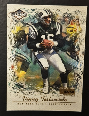 #ad 2001 Pacific Canvas Impressions Vinny Testaverde Premiere Date # 50 SSP $24.99