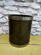 Rare Vintage Original Genuine Leather Waste Bin Khaki Green 30.5cm