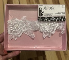 Studio His Hers Bridal Fashion Show/Wedding Floral Pearl White double Garter set