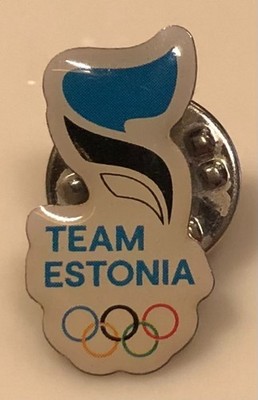 UNDATED NOC PIN. TEAM ESTONIA. FLAG COLOURS. OLYMPIC RINGS.