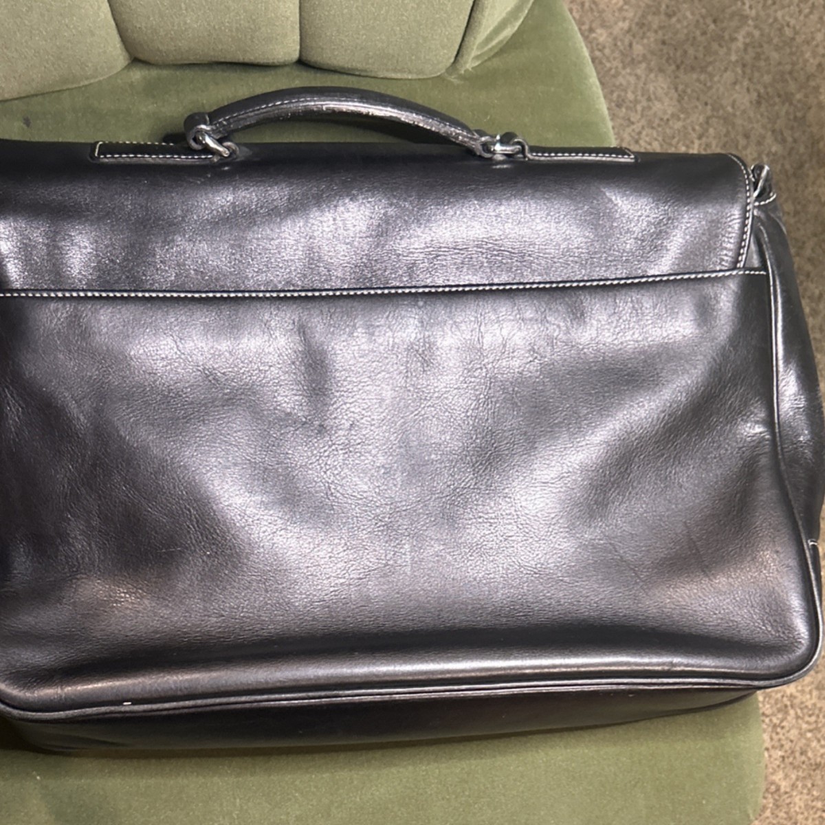 COACH Black Leather Briefcase/Laptop bag with buckle top handle | eBay