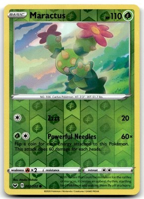 Maractus 007/202 SWSH01: Sword & Shield Base Set Reverse Holo Pokemon TCG LP