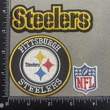 LOT OF 3 PITTSBURGH STEELERS IRON ON EMBROIDERED PATCH