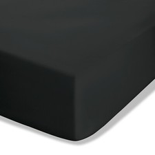 Image of Catherine Lansfield 180TC Easy Iron Percale Fitted Sheet Or Pillowcases Black