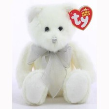 Eggnog Christmas White Bear with Bow Ty Exclusive Beanie Baby MWMT Collectible