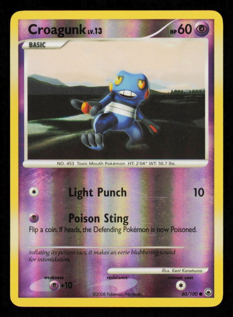 Pokemon Card Croagunk LV.13 60/100 Majestic Dawn Vintage LP Reverse Holo 2008