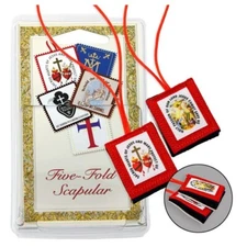 Five Fold Wool Scapular Boxed - Wool Scapular in Clamshell - NEW 1514-555X