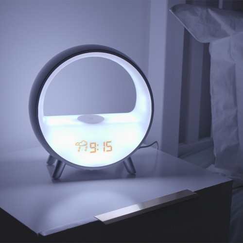 Large Smart Sunrise Alarm Clock Wireless Charging Bluetooth Speaker Weather Lamp - Picture 11 of 16