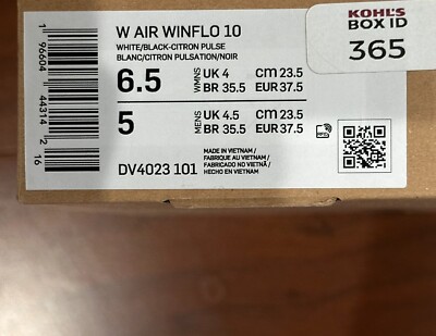 BNIB Nike Women's Winflo 10 Running Shoes, DV4023, White-Black
