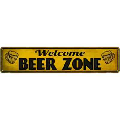 Welcome Beer Zone 3''x12'' metal street sign plaque Home Door Garage Wall Decor