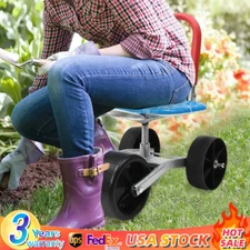 Garden Cart Rolling Stool Work Seat Cart with Wheels 360° Swivel Gardening Helpe